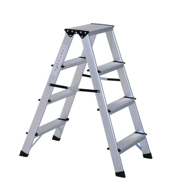 EASYCOMFORT Opvouwbare ladder 4 aluminium treden, opvouwbaar en compact, 81×42×72cm