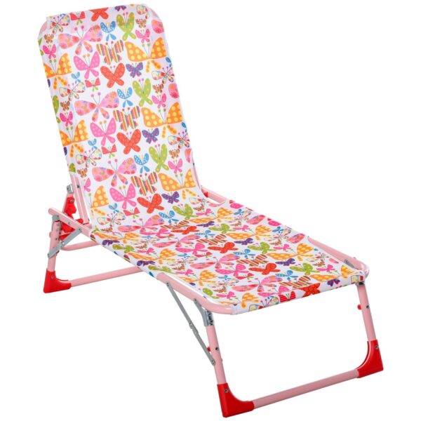 EASYCOMFORT Opvouwbare Kinderligstoel met Verstelbare Rugleuning Roze