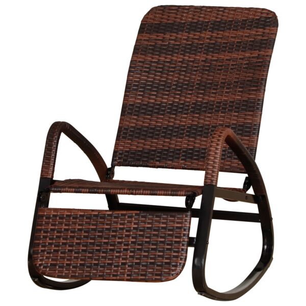 EASYCOMFORT Tuinschommelstoel in PE-rotan, verstelbaar en opvouwbaar, bruin