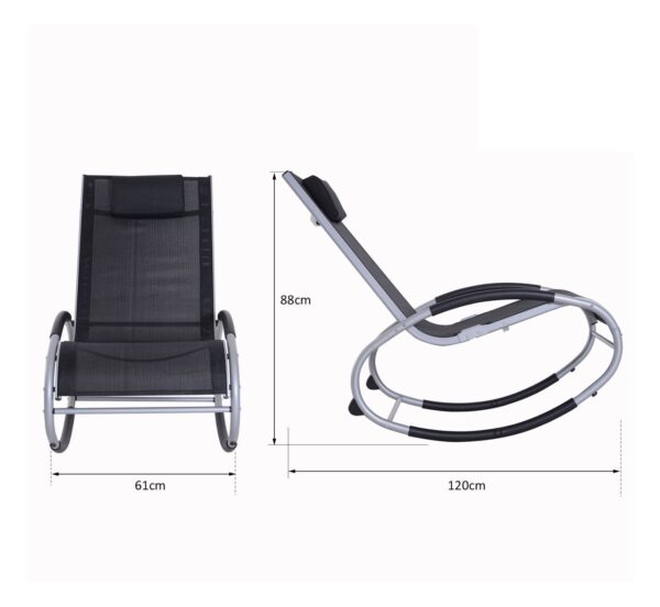 EASYCOMFORT waterdichte schommelstoel, tuinligstoel in aluminium textielstof 117x62x91cm zwart