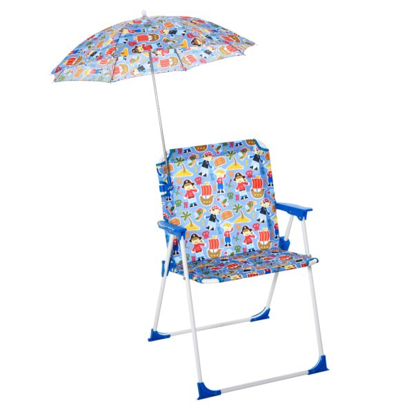 EASYCOMFORT Opvouwbare stoel voor kinderen met parasol voor tuin, strand, kamperen, 44,5 x 43 x 64,5 cm
