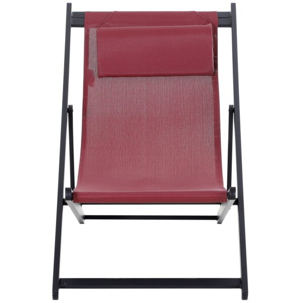 EASYCOMFORT Set van 2 opvouwbare ligstoelen in aluminium en rode textiellijn