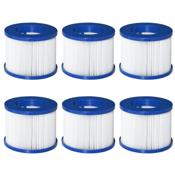 EASYCOMFORT Set van 6 vervangingsfilters voor opblaasbaar hydromassagezwembad, in PP en TNT? 10x8cm blauw en wit