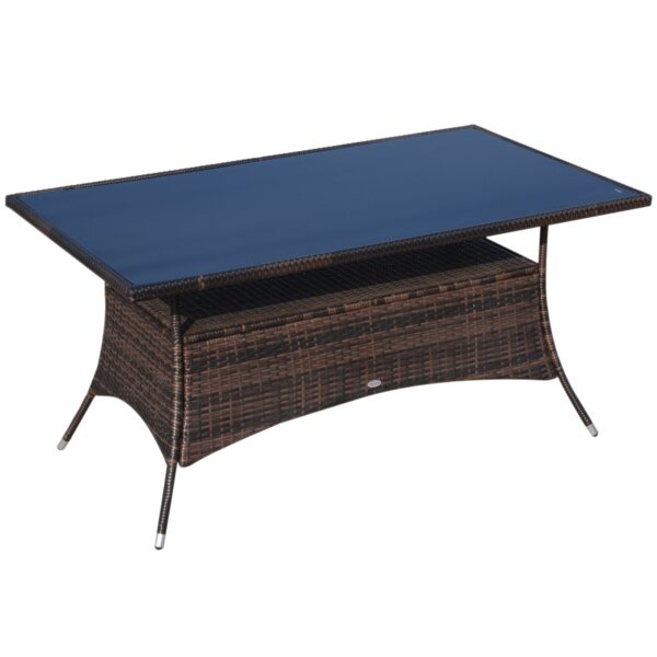 EASYCOMFORT Tuinsalontafel van PE-rotan met onderplank, bruin, 150x85x74cm