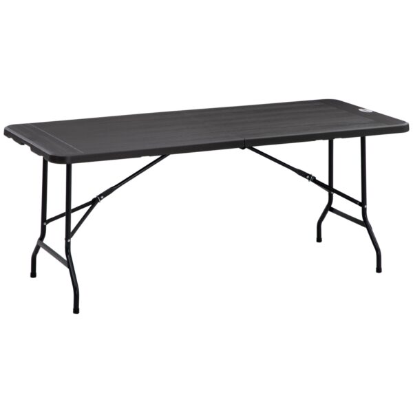 Easycomfort Tuintafel voor 6 personen van staal en HDPE, 180x75,5x73cm, Donkergrijs