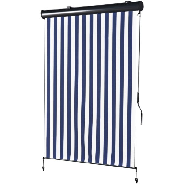 EASYCOMFORT Waterdicht Rolgordijn met Zwengelbediening Wit en Blauw 140 x 200 cm