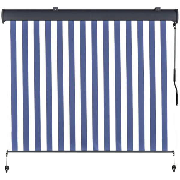 EASYCOMFORT Waterdicht Rolgordijn met Zwengelbediening Wit en Blauw 250 x 200 cm