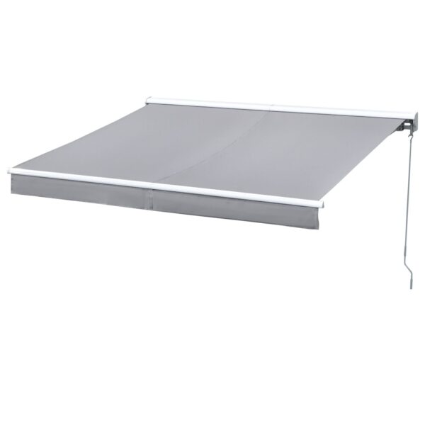 EASYCOMFORT Elektrische luifel met arm 250x200cm, te openen met afstandsbediening of slinger, van aluminium en grijs polyester