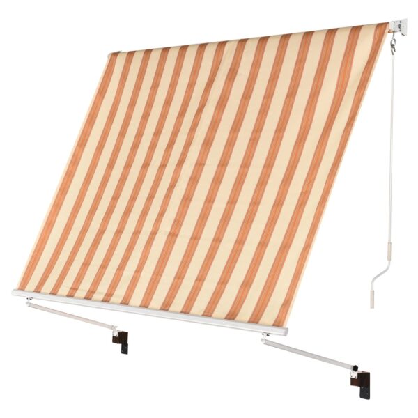EASYCOMFORT Rolzonnescherm 2 Verstelbare Armen met Witte en Oranje Strepen 300 x 245 cm