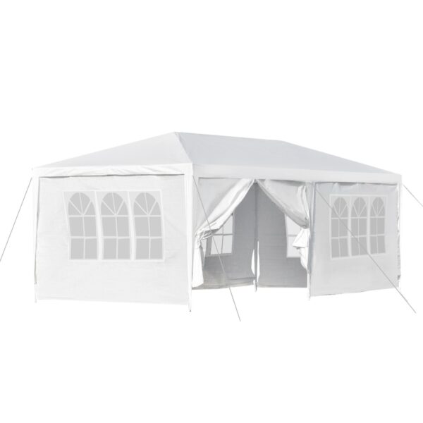 EASYCOMFORT Gazebo-tent 6x3m met verwijderbare zijwanden voor tuin Wit
