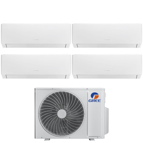 Groene Quadri Split Inverter Airconditioner PULAR serie 9+12+12+12 met GWHD(36)NK6LO R-32 Geïntegreerde Wi-Fi 9000+12000+12000+12000