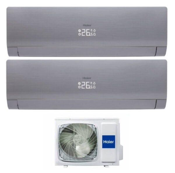 Airconditioner Haier Dual Split Inverter Grijs Nebula 24+24 met 4U30HS1ERA R410A 24000+24000 BTU