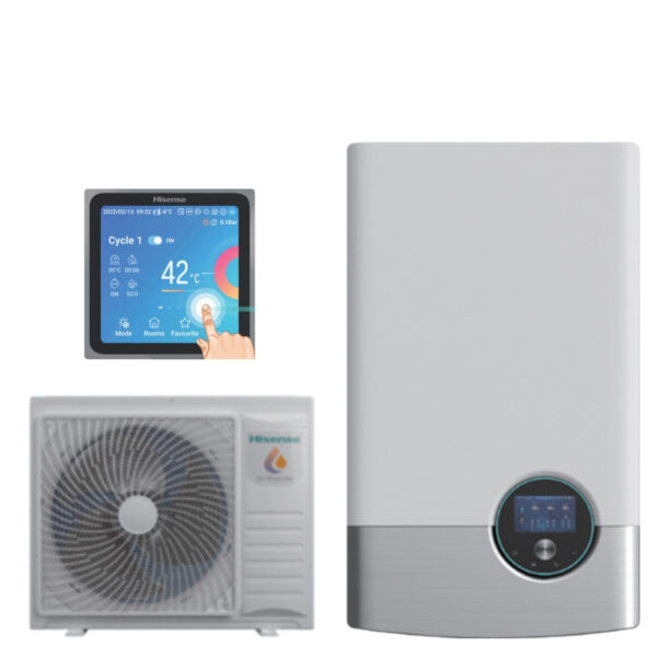 Chiller Split warmtepomp enkele ventilator lucht/water Hisense Hi-Terma AHM-044HCDSAA + AHW-044HCDS1 R-32 Wi-Fi optioneel met bediening inbegrepen