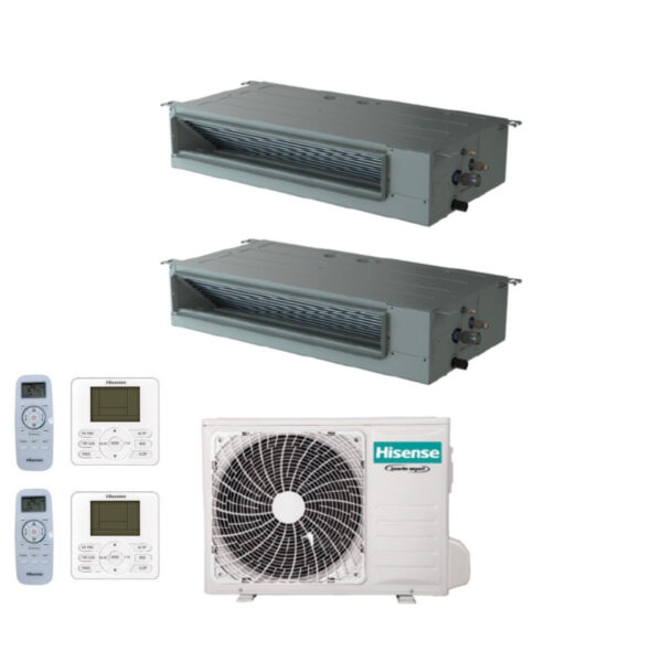 Hisense Dual Split Inverter Kanaal Airconditioner 9+12 met 2AMW50U4RXA R-32 Optioneel Wi-Fi 9000+12000 met standaard en bekabelde afstandsbediening inbegrepen - Nieuw