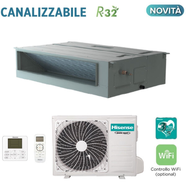 Hisense Ducted Inverter Airconditioning 30000 Btu AUD90UX4RDH5 R-32 Wi-Fi Optioneel met standaard en bekabelde afstandsbediening - Nieuw