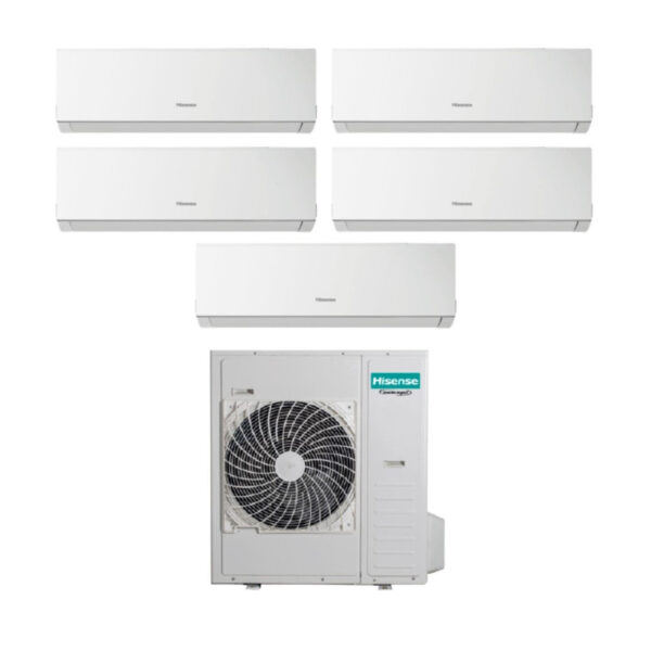 Hisense Penta Split Inverter Airconditioner NIEUWE COMFORT Serie 7+7+7+7+7+12 met 5AMW125U4RTA R-32 Wi-Fi Optioneel 7000+7000+7000+12000 - Nieuw