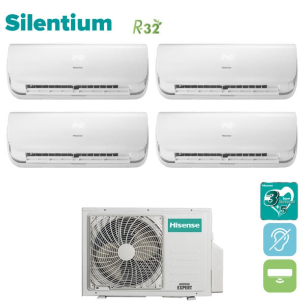 Hisense airconditioner split-inverterpanelen SILENTIUM-serie 12+12+12+12+12 met 4AMW105U4RAA R-32 geïntegreerde Wi-Fi 12000+12000+12000+12000