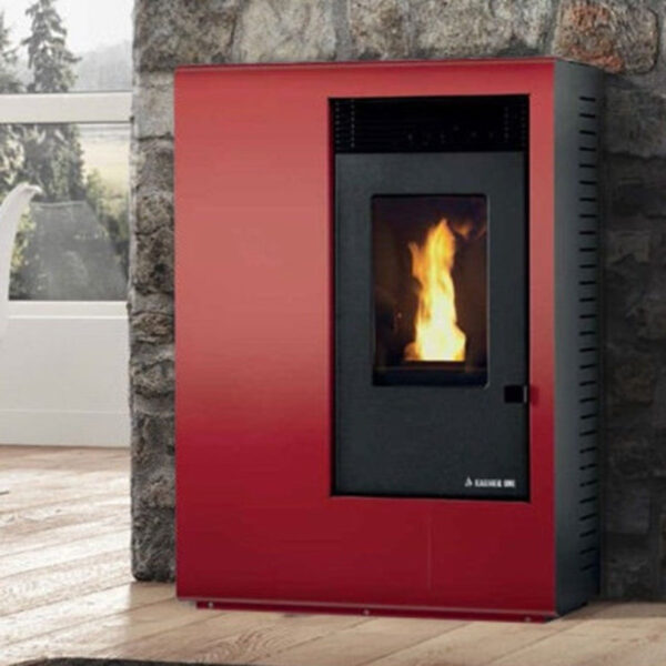 immagine-1-karmek-one-stufa-a-pellet-ad-aria-ventilata-forzata-karmek-one-modello-ibiza-s-105-kw-in-acciaio-colore-rosso-jpg