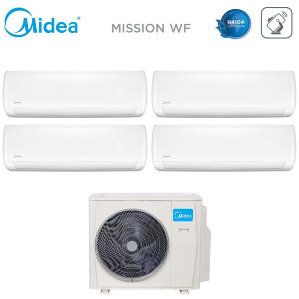 Midea Quadri Split Inverter Airconditioning MISSION WF 12+12+12+12+12 serie met 4N-105K R-410 Wi-Fi Optioneel 12000+12000+12000+12000 Midea CE-SK 102 Wi-Fi Kit (x4)