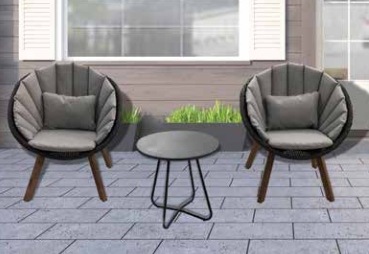 Twee fauteuils + bistro salontafel "Nisida"