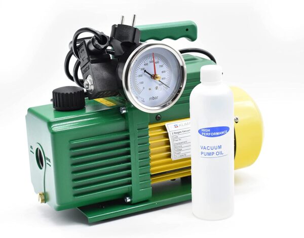 Klimaline tweetraps vacuümpomp compleet met vacuümmeter en magneetventiel voor HFO R32 R410 R1234YF gassystemen 85 l/min explosieveilige motor voor airconditioning