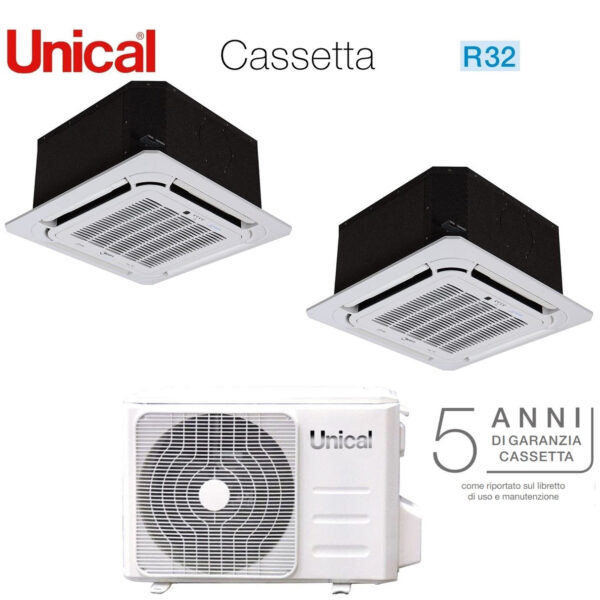 immagine-1-unical-climatizzatore-condizionatore-unical-dual-split-inverter-a-cassetta-1212-con-kmx4-28he-r-32-1200012000-jpg