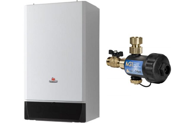 Hermann Saunier Duval condenserende pakking model THEMIS CONDENS 24 k W aardgas compleet met rookgasafvoerkit compleet met RBM-separator split-rookgaskit