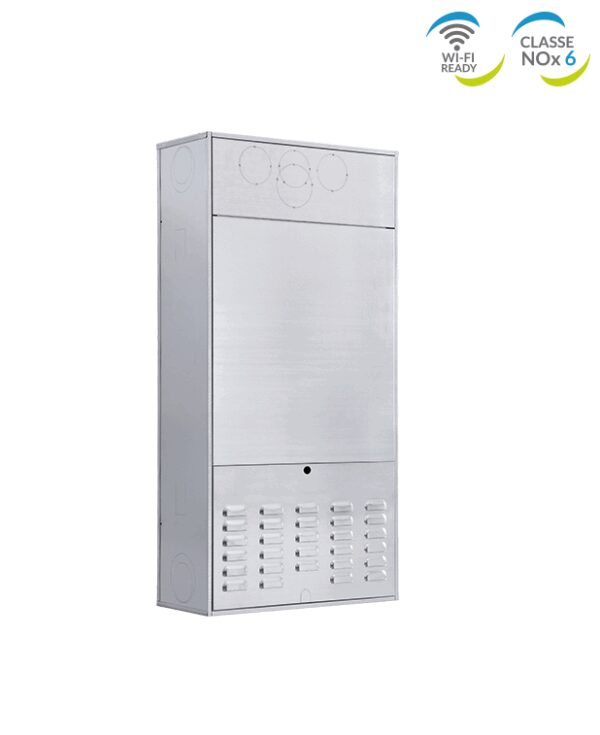 Savio Edilia HE 25 inbouw aardgascondensatieketel, compleet met lage NOx rookgasafvoerkit. Optionele doos.