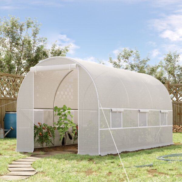 EASYCOMFORT 4x2x2m Tunneltuinkas met stalen constructie en witte polyethyleenplaat