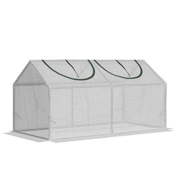 EASYCOMFORT Mini-tuinkas met 2 rolramen en anti-UV PE- gefinancierd, 119x60x60cm, wit