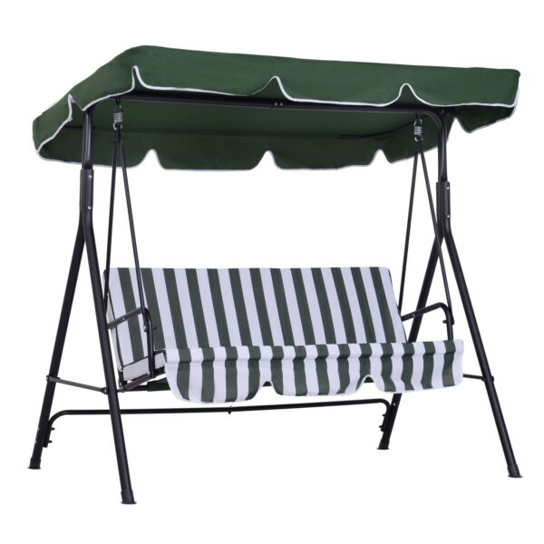 EASYCOMFORT 3-zits tuinschommel met groen-wit gestreept stalen dak en structuur