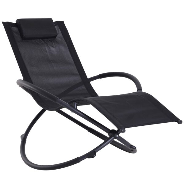 EASYCOMFORT Schommelstoel Modern Design voor Binnen en Buiten Texteline 154x80x84cm Zwart