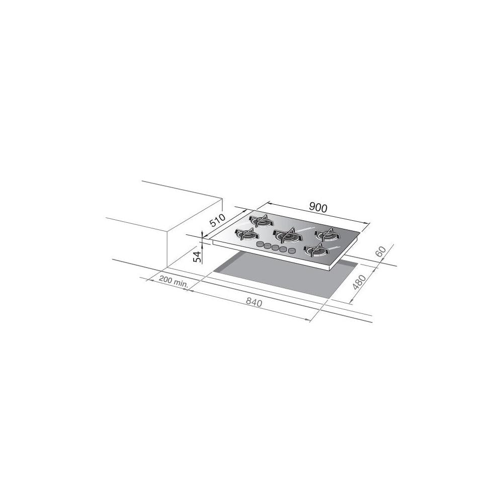 Lange gaskookpiano LIFE Nsl 590 Nc 5 Fruit (L90xP51) Vetroceramisch zwart