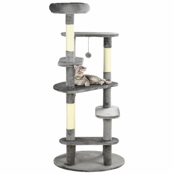 Easycomfort Boomkatten met Pali in Sisal, Latino met Cushcino en Pallina, Ø60x136cm, Grijs