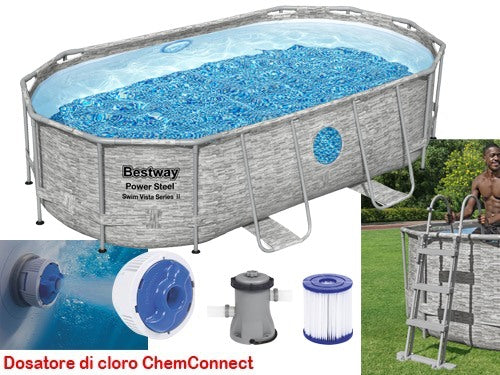 Ovaal zwembad met ovale bodem Bestway Power Steel 56714