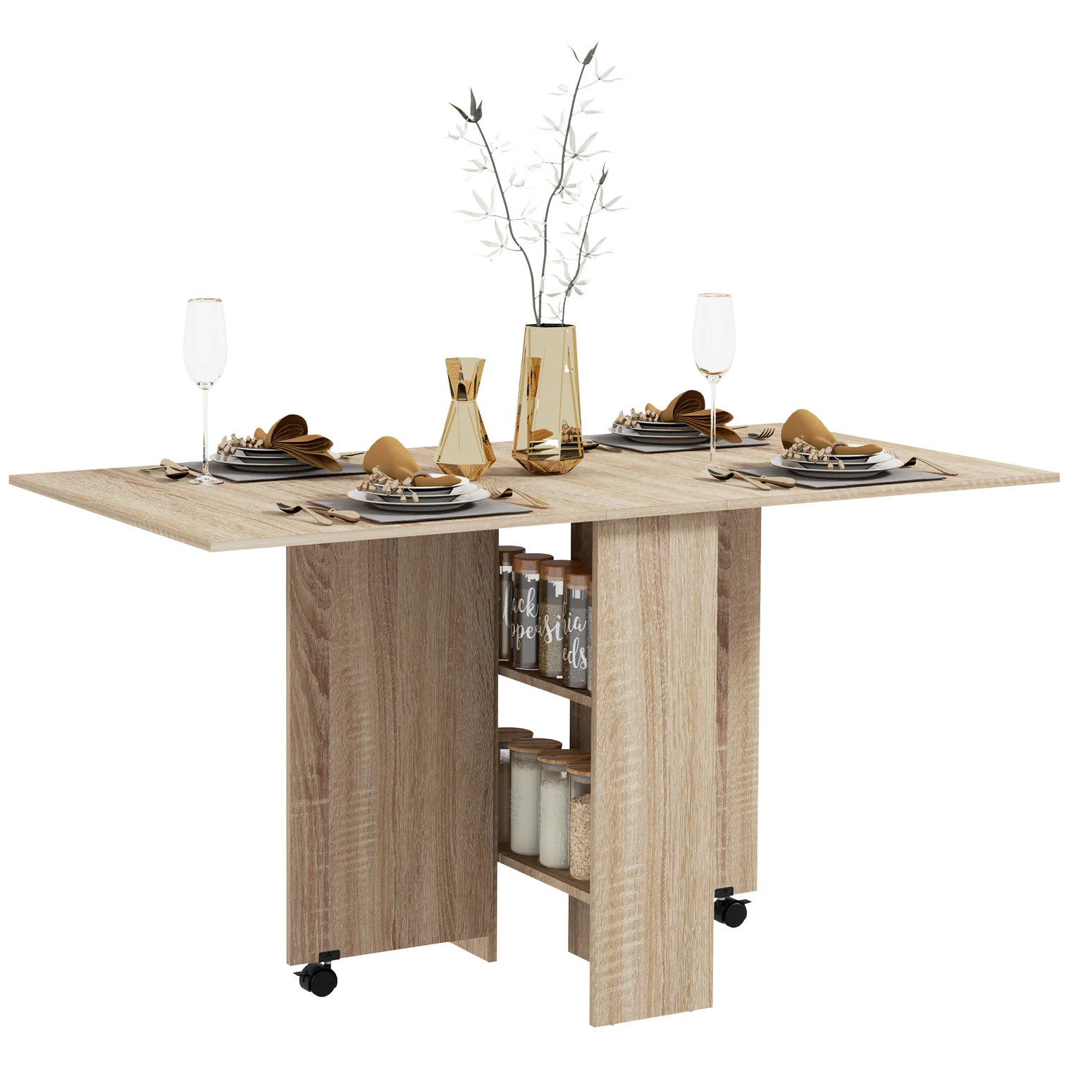 immagine-1-easycomfort-easycomfort-tavolo-pieghevole-con-2-ribalte-per-6-persone-con-ripiani-e-rotelle-integrate-legno-naturale
